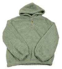 Zelená chlpatá mikina s kapucňou shein