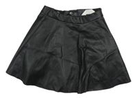 Čierna koženková kolová sukňa H&M