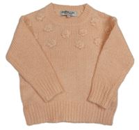 Marhuľový sveter s kvetmi