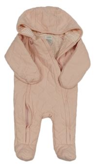 Světlerůžová prošívaná zateplená kombinéza s kapucí mamas&papas