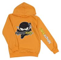 Pomerančová mikina s potlačou a kapucňou