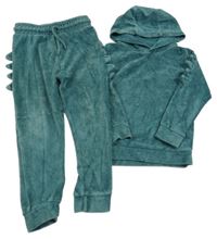 2 set - zelená sametová mikina s ostny a kapucí + tepláky s ostny George