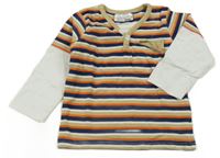 Béžovo-tmavomodro-biele pruhované tričko Ergee