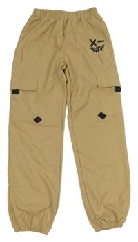 Béžové ľahké cuff nohavice s vreckami shein