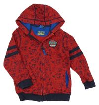 Červeno-tmavomodrá prepínaci mikina s Tlapkovou patrolou a kapucňou George