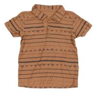 Starorůžovo-sivé vzorované polo tričko Matalan