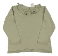 Khaki ľahký sveter s volánikom H&M