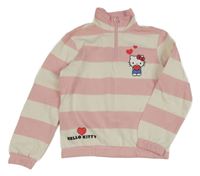 Bielo-ružová pruhovaná mikina s Hello Kitty