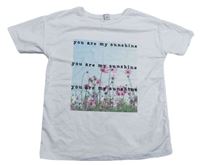 Biele tričko s kvetmi a nápismi Tu