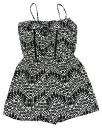 Čierno-biely vzorovaný kraťasový overal Primark