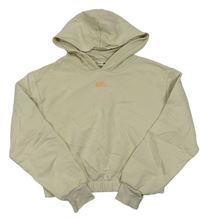 Smotanová crop mikina s nápisom a kapucňou H&M
