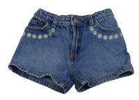 Modré riflové kraťasy s květy Denim Co.