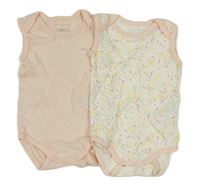 2set - 2x body - bílé vzorované + světlerůžové Name it