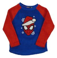 Tmavomodro-červená plyšová mikina so Spidermanem Primark