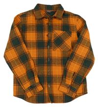 Oranžovo-zelená kostkovaná košilová bunda Primark