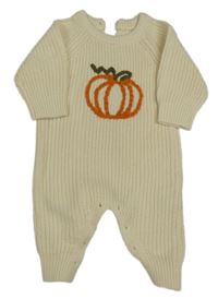 Smotanový pletený overal s tekvicou