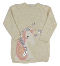 Béžové svetrové šaty s jednorožcem Primark