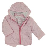 2v1 - Světlerůžová šusťáková jarní bunda s duhou a kapucí + šedá propínací mikina se srdíčky Ergee