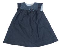 Tmavomodro-svetlomodré šaty s mašlou Zara