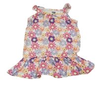 Bielo-ružovo-fialové kvetované šaty M&Co.