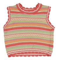 Ružovo-zeleno-bielo-oranžová pruhovaná svetrová crop vesta Matalan