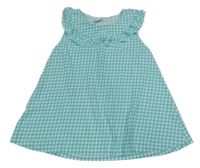 Světlemodro-biele kockované šaty s volánikom Topolino