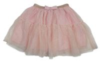 Svetloružová tylová trblietavá sukňa s mašlou H&M