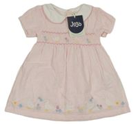 Nové - Svetloružová -biele pruhované šaty s kachničkami a golierikom Jojo Maman Bébé