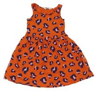 Oranžovo-tmavomodré šaty s leopardím vzorom H&M