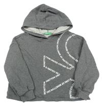 Sivá crop mikina s logom a kapucňou Benetton