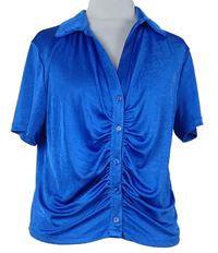 Dámská safírová crop řasená halenka Primark 