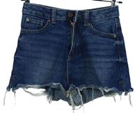 Dámské tmavomodré riflové roztřepené kraťasy Denim 