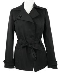 Dámsky čierny jarný kabát s opaskom Debenhams