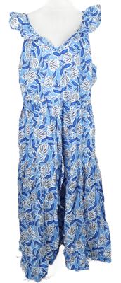 Dámske modré kvetované midi šaty Nutmeg