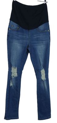 Dámské modré těhotenské džegíny s prošoupáním Boohoo 