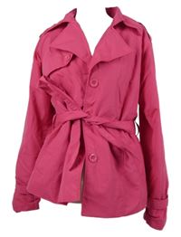 Dámský tmavorůžový šusťákový jarní krátký kabát s páskem Vero Moda 
