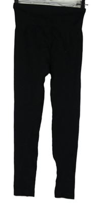 Dámské černé žebrované sportovní elastické legíny 