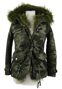 Dámská khaki army petite riflová zateplená parka s kapucí Glamorous 