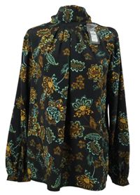 Nové - Dámská černá květovaná halenka Primark 