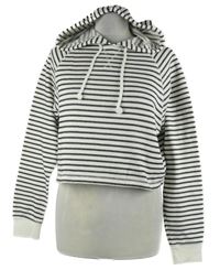 Dámska čierno-biela pruhovaná crop mikina s kapucňou H&M