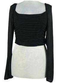 Dámské černé tylové řasené crop triko H&M