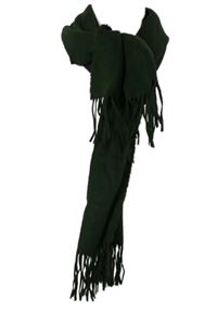 Dámská tmavozelená šála s třásněmi
