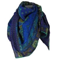 Dámský modro-zelený vzorovaný šátek