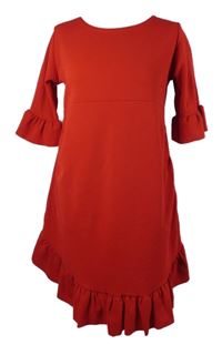 Dámské červené šaty s volánky Boohoo