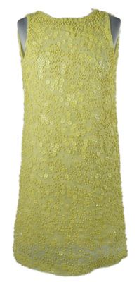 Dámské žluté šaty s korálky a kytičkami French Connection