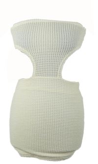 Dámské smetanové pletené šaty bez ramínek s prestrihmi Shein