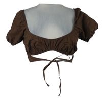 Dámska hnedá crop zavinovací blúzka H&M