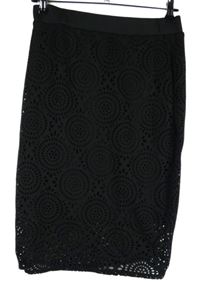 Dámská černá perforovaná midi pouzdrová sukně George 