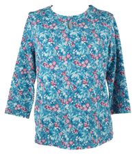 Dámská tyrkysová květovaná halenka Bonmarché 