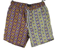 Pánské růžovo-purpurové vzorované plážové kraťasy Boohoo